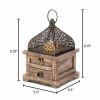 Accent Plus Flip-Top Wood Lantern with Drawer - 8 inches