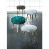 Accent Plus Faux Fur Stool with Wood Legs - Turquoise