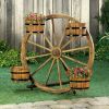 Accent Plus Wood Wagon Wheel Plant Display