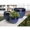 Accent Plus Two-Tone Blue Ceramic Planter Set