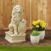 Accent Plus Lion with Shield Garden Statue - Ivory