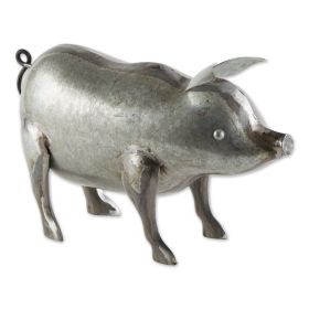 Accent Plus Galvanized Metal Pig Garden Figurine