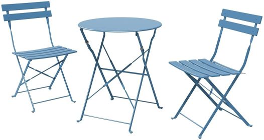 SR Steel Patio Bistro Set, Folding Outdoor Patio Furniture Sets, 3 Piece Patio Set of Foldable Patio Table and Chairs