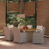 7 Piece Patio Dining Set Poly Rattan Brown