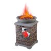 Outdoor Fire Pit 3pcs Set w/Haywood KD Aluminum X Back Stationary Spring Chairs