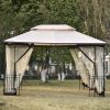 13 Ft. W x 9.7 Ft. D Iron Patio Outdoor Gazebo, Double Roof Soft Canopy Garden Backyard Gazebo with Mosquito Netting Suitable for Lawn, Garden, Backya