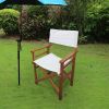 Folding Chair Wooden Director Chair Canvas Folding Chair Folding Chair 2pcs/set populus + Canvas (Color : White)