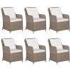 7 Piece Patio Dining Set Poly Rattan Brown