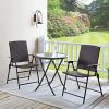 Rattan Folding Outdoor Patio Dining Chairs with Armrest Foldable Wicker Chairs Set of Two