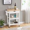 conifferism Rolling Kitchen Cart Microwave Storage Island with Wheels White for Dining Rooms Kitchens and Living Rooms