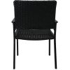 Outdoor Patio PE Wicker 5-Piece Dining Table Set with Umbrella Hole and 4 Dining Chairs for Garden, Deck,Black Frame+Black Rattan