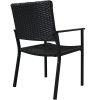 Outdoor Patio PE Wicker 5-Piece Dining Table Set with Umbrella Hole and 4 Dining Chairs for Garden, Deck,Black Frame+Black Rattan