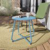 Steel Patio Side Table Outdoor Round End Table, Metal-blue