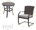 SR 3 Piece Outdoor Patio Furniture Set Bistro Set 2 Wicker Chairs with Cushion and Coffee Table