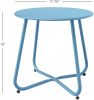 Steel Patio Side Table Outdoor Round End Table, Metal-blue