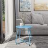 Steel Patio Side Table Outdoor Round End Table, Metal-blue