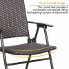 Rattan Folding Outdoor Patio Dining Chairs with Armrest Foldable Wicker Chairs Set of Two