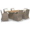 7 Piece Patio Dining Set Poly Rattan Brown