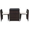 3 Pcs Cushioned Outdoor Wicker Patio Set