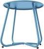 Steel Patio Side Table Outdoor Round End Table, Metal-blue