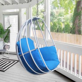 Hanging Egg Chair, Hammock Swing Chair with Hanging Kit, Egg-Shaped Hammock Swing Chair Single Seat for Indoor, Outdoor Bedroom, Patio, Garden, Alumin (Color: Blue)