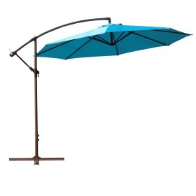 9.8FT Outdoor Adjustable  Hanging Patio Umbrella-big (Color: Lake blue)