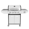 4-Burner Propane Gas Grill with Side Burner, Stainless Steel, Cabinet for BBQ (only for pickup)