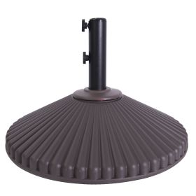 100 lb Patio Umbrella Base 23" Diameter Round Heavy Duty Outdoor Stand Plastic Water and Sand Filled for Deck;  Lawn;  Garden;  Pool;  Market (Color: BROWN)