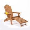 TALE Folding Adirondack Chair with Pullout Ottoman with Cup Holder, Oversized, Poly Lumber,  for Patio Deck Garden, Backyard Furniture, Easy to Instal