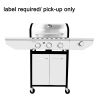 4-Burner Propane Gas Grill with Side Burner, Stainless Steel, Cabinet for BBQ (only for pickup)