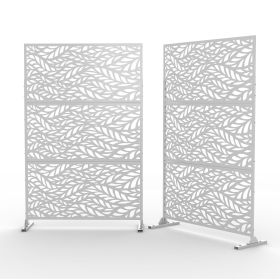 6.5 ft. H x 4 ft. W Laser Cut Metal Privacy Screen, 24"*48"*3 panels (Color: White, Material: Galvanized steel)