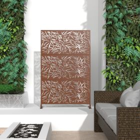 6.5 ft. H x 4 ft. W Outdoor Laser Cut Metal Privacy Screen, 24"*48"*3 panels (Color: BROWN, Material: Galvanized steel)