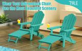 TALE Folding Adirondack Chair with Pullout Ottoman with Cup Holder, Oversized, Poly Lumber,  for Patio Deck Garden, Backyard Furniture, Easy to Instal