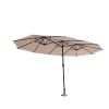 15FT Patio Double-Sided Umbrella with Solar LED Lights, Outdoor Market Umbrella with 48 Solar Powered LED Lights & Crank