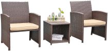 Casual 3 Piece Patio Furniture Set  with Storage Coffee Table