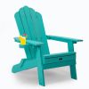 TALE Folding Adirondack Chair with Pullout Ottoman with Cup Holder, Oversized, Poly Lumber,  for Patio Deck Garden, Backyard Furniture, Easy to Instal