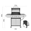 4-Burner Propane Gas Grill with Side Burner, Stainless Steel, Cabinet for BBQ (only for pickup)